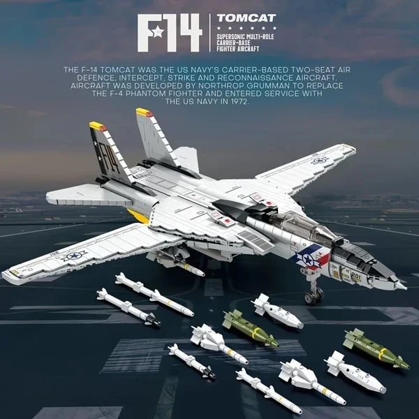 Flyvemaskinemodel, MOC-design, 1443 dele,F14, Med Kasse