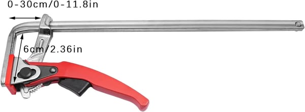 Hurtigfrigørelsesklammer, 30 cm, 396 lbs Klemkraft, Legeret Stål Zink, Kompatibel med MFT-borde, Ratchetskruemekanisme