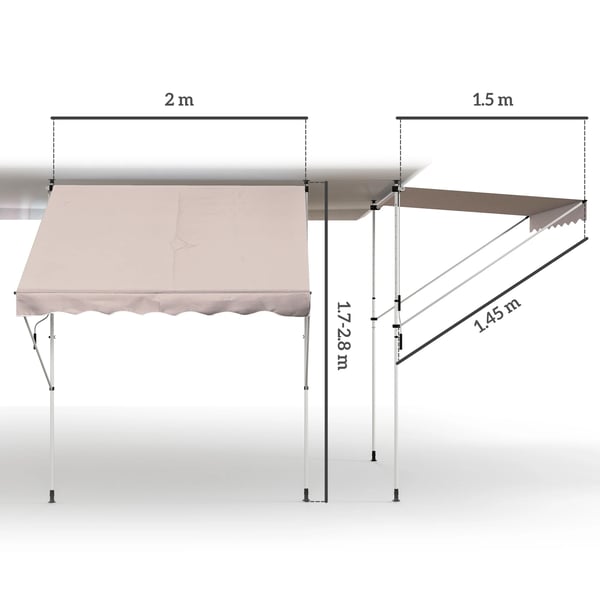 Foldbar Markise, Justerbar Højde, Holdbart Stof,Flødehvid