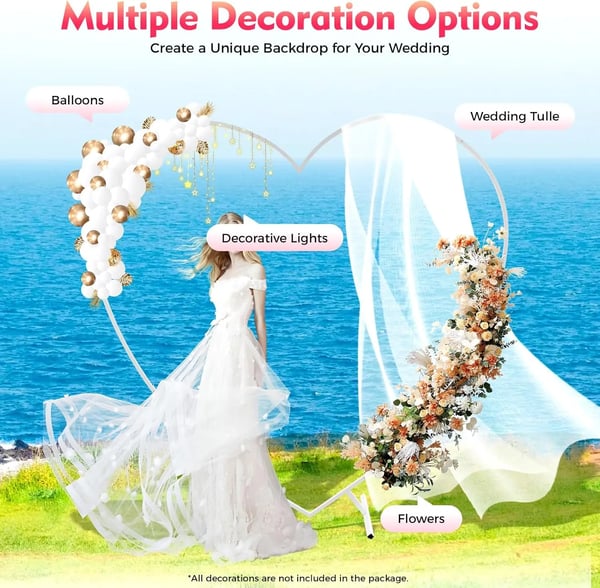 Bryllupsbue, Metal Konstruktion, DIY Ballon- og Blomsterstand,HVID, L