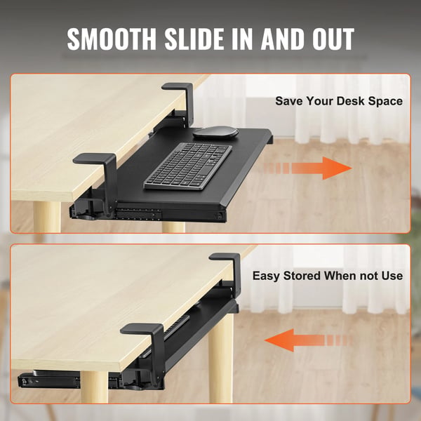 Tastaturbakke, Ergonomisk Design, Pladsbesparende Løsning,Sort