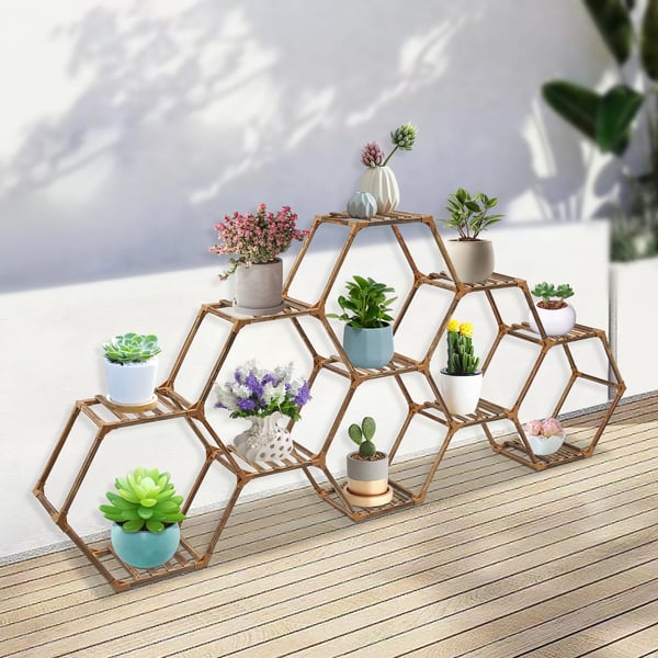 Planteholder, Træ, 11 Hylder, Dimensioner: 231*25*97 cm, Nettovægt: 4,55 kg, Gulvstående