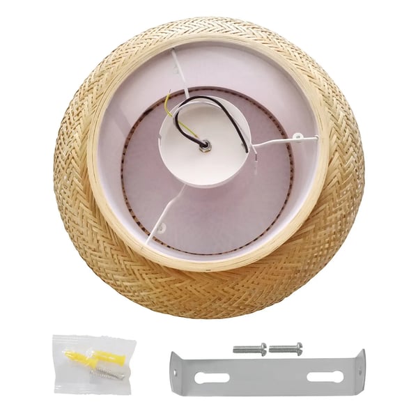Vintage bambusloftlampe, håndvævet rattan, moderne flush mount