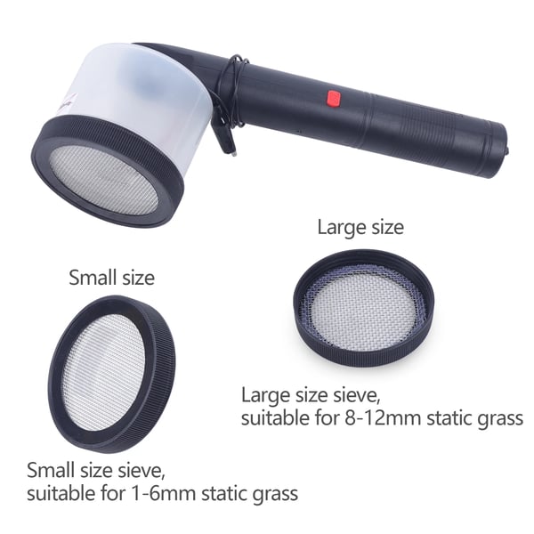 Mini statisk græsapplikator, håndholdt design, holdbart ABS-materiale, inkluderer flocking-tilbehør,sort