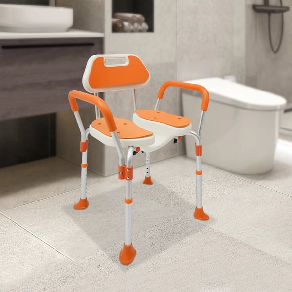 Duschstol, Justerbar Höjd, Antiglid Säkerhetsfunktioner,Orange