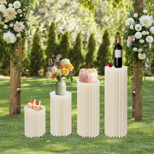 Fällbara Pappersblomställningar, Modern Design, Fristående, 4 Stycken,VIT