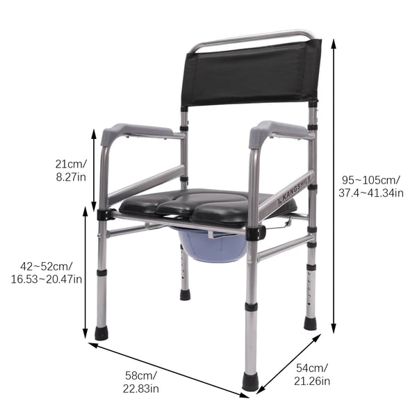 Dusch Fällbar Toalettstol, Justerbar Höjd, Hållbar Design,svart