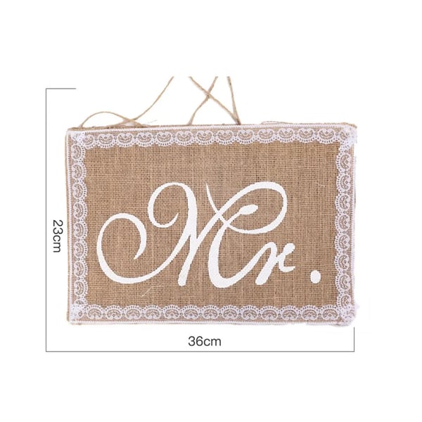 Stolebanner Sæt, Jute og Blonde, Romantisk Bryllupsdekoration,2stk som vist