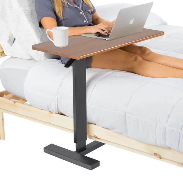 Overbed Bord, MDF plade bordplade, Justerbar Højde 66-89,5 cm, Dimensioner 80x40 cm, Belastningskapacitet 20 kg, Nettovægt 10,5 kg