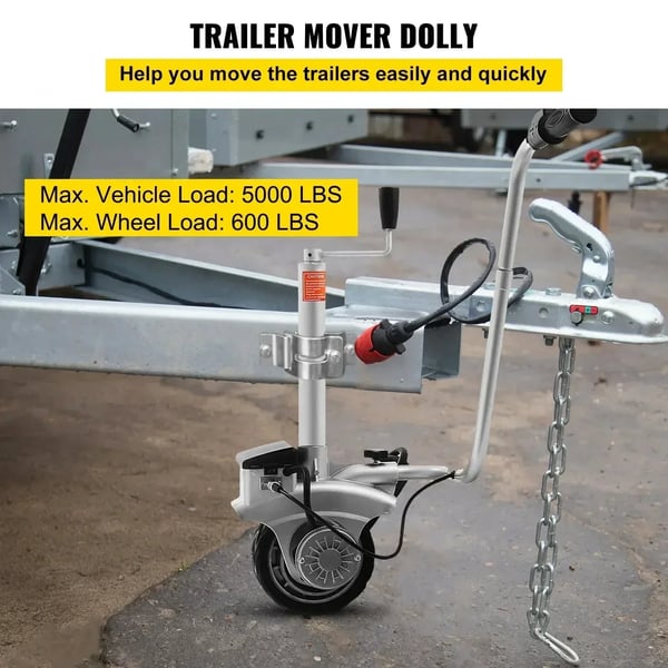 Motoriseret Trailer Flytter, 350W Effekt, 12V Batteri, 2270 kg Lastkapacitet, 7,5 tommer Dæk, Kompakt Design
