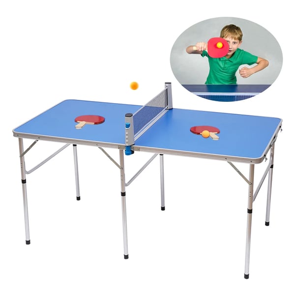 Bordtennisbord, MDF og aluminiumlegering, 152 x 76 x 76 cm, bærbar design, skridsikre fødder