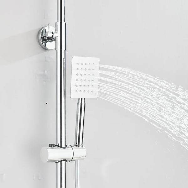 Chrome bruserarmatur, dobbelt håndtag design, automatisk termostatkontrol,krom