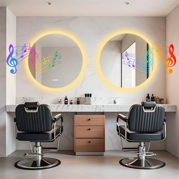 Badrumsspegel, Bluetooth-anslutning, dimbara LED-lampor,Aluminium, Gul