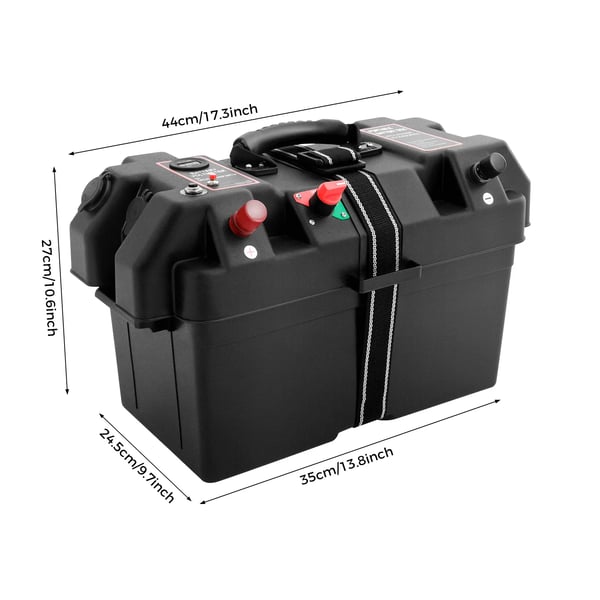 Batteriboks, Bærbart Design, LED Spændingsdisplay,sort