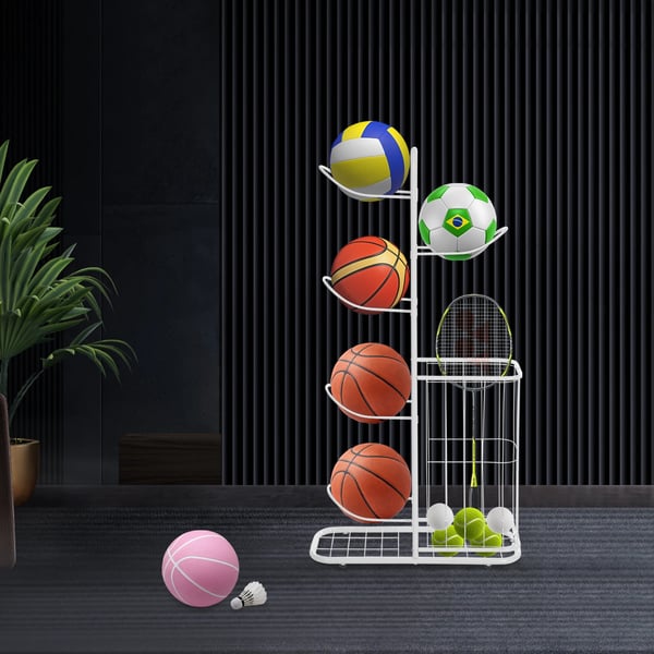 Sports Opbevaringsreol, Fritstående Organizer, Multi-Kurv Design,HVID
