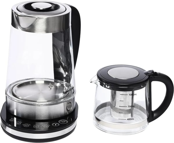 Elektrisk Glaskedel, 2,5L Kapacitet, 1500 W Effekt, Hurtig Opvarmning, Termokande 1L, Kalkfilter