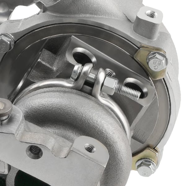 Turbocharger, legeringsstål og legeringsaluminium, 38 cm længde, 30 cm bredde, 21 cm højde, 8,6 kg vægt