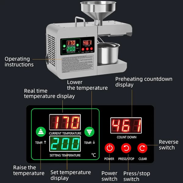 Oliepresse, Intelligent Temperaturkontrol, Rustfrit Stål Konstruktion,X8S, EU