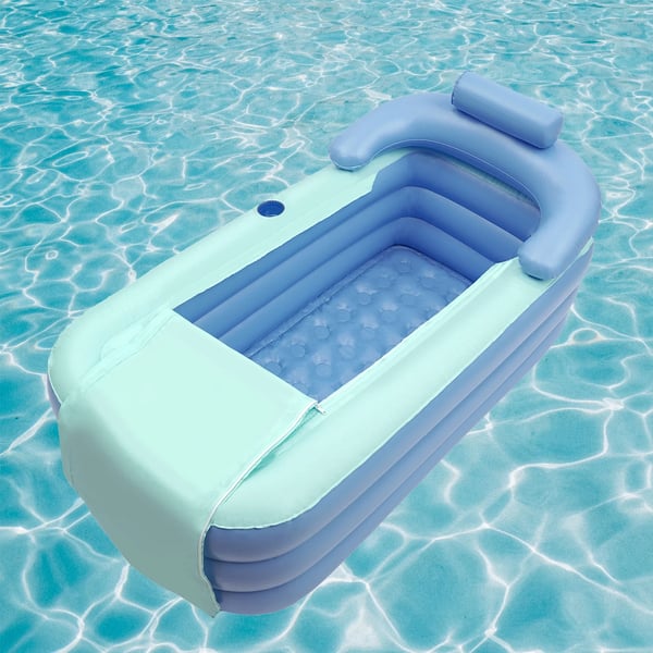 Oppustelig Badekar, Ergonomisk Design, Pladsbesparende Opbevaring,Blå