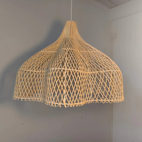 Kronleuchter, Håndvævet Rattan, LED Lyskilde,Ingen pære, Dia 60CM