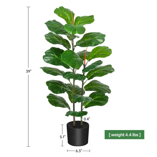 Kunstig Fiddle Leaf Fig Træ, Realistisk Design, Ingen Vedligeholdelse Nødvendig,Grøn