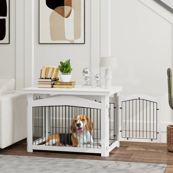Hundebur, Holdbare Materialer, Nem Adgangsdesign,Hvid, 82.5X57.5X59.5 cm