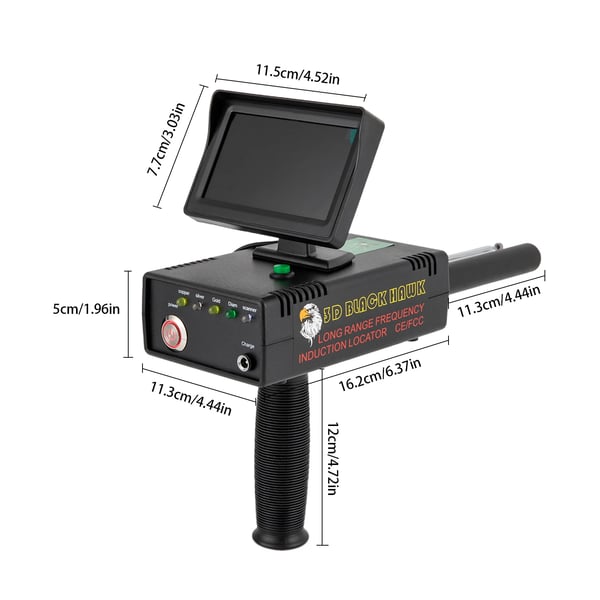 Metaldetektor, 1200m Detektionsområde, 30m Dybde Detektion, 2000mAh Lithiumbatteri, LED-display, ABS-materiale