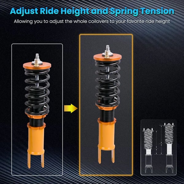 Coilover affjedrings sænkningskit, stål, varelængde 62 cm, varebredde 50 cm, forårsrate 8 kg/mm, justerbar højde Ja