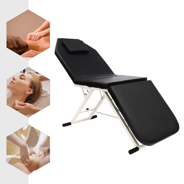 Massagebord, Bärbar Design, Justerbart Ryggstöd,svart
