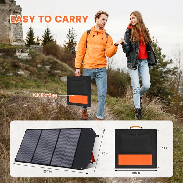 Solpanelkit, Bærbart Design, Alsidig Opladningskapacitet,100 W, 20.5V, sort