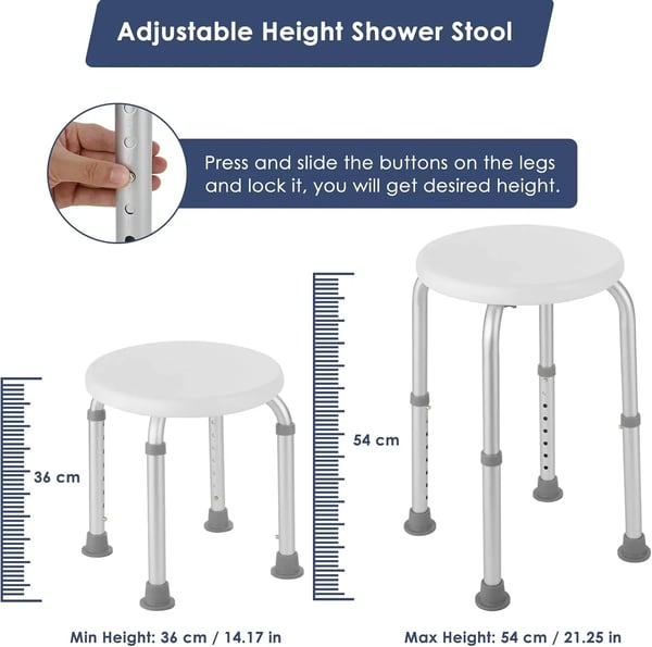 Bruserstol, Aluminiumkonstruktion, Højdejusterbar 36-54 cm, Skridsikre Fødder, Kompakt Design, Samling Påkrævet