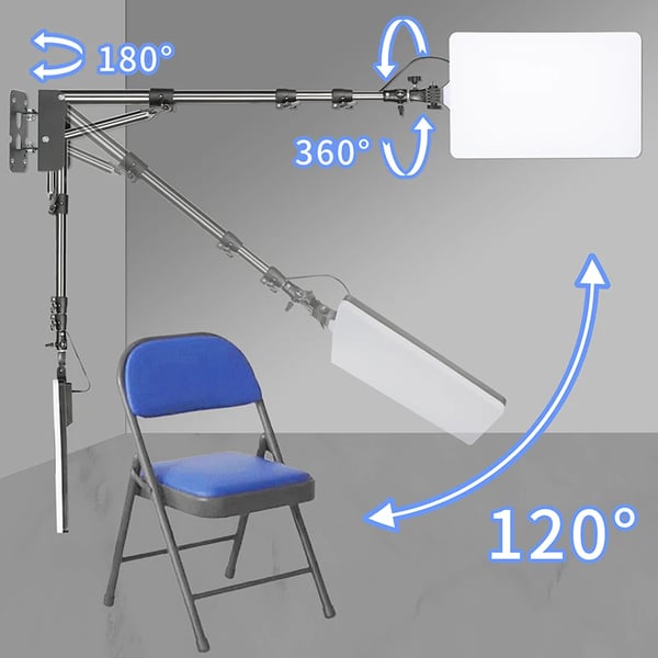 Tattoo Arbejdslampe, Justerbar LED Belysning, Sammenklappelig Stativ,Sort