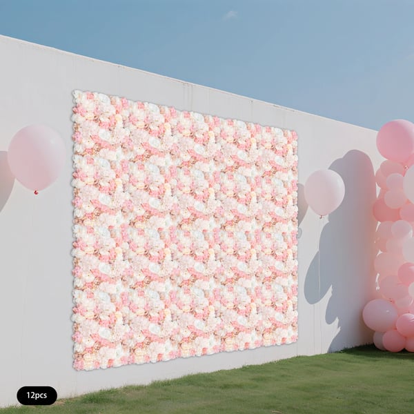 Simuleret Blomster Vægdekoration, 12PCS, Indendørs/Udendørs Brug,Hvid Gul Pink