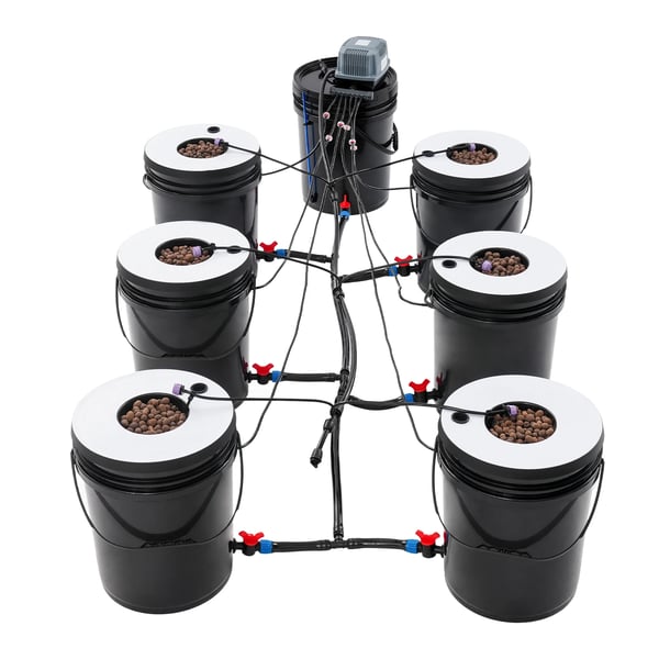 Hydroponisk Vækstsysteem, 7 Potter, 20L Kapacitet pr. Potte, Luftpumpe Udgivelse 132Gal/H, Dybvandskultur, Jordfri Dyrkning