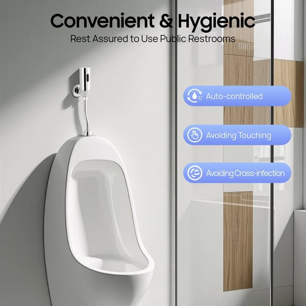 Urinal Flush Valve Sensor, Materiale: Alt kobber, Dimensioner: 5 cm x 5 cm x 33,5 cm, Kompatibilitet: Urinal, Registreringsområde: 55 cm - 65 cm