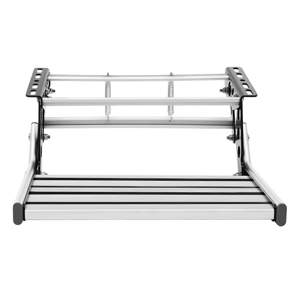 RV-steg, hopfällbar design, LED-ljuslist, silver