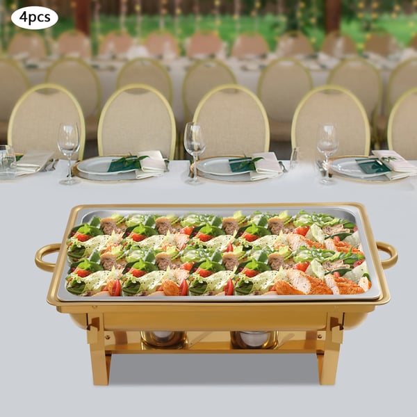 Buffet-lämmitin, ruostumaton teräs, 4-osainen sarja,Keltainen