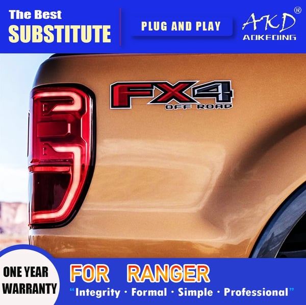 Baglygtesamling, LED, til Ford Ranger 2012-2020,Røg