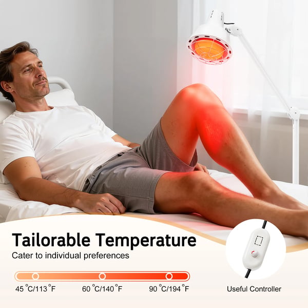 Infrarød lampe, 180° justerbar, 3 temperaturindstillinger,HVID
