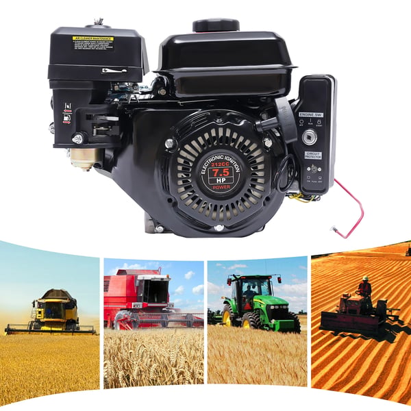 Benzinmotor, 212cc, 7,5 HK, 3600 RPM, Elektrisk Start, Kompatibel med Go-karts og Generatorer