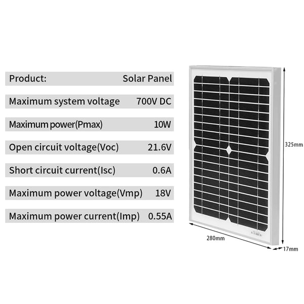 Solpanel, Lätt Design, Hög Effektivitet,18V 10 W solpanel
