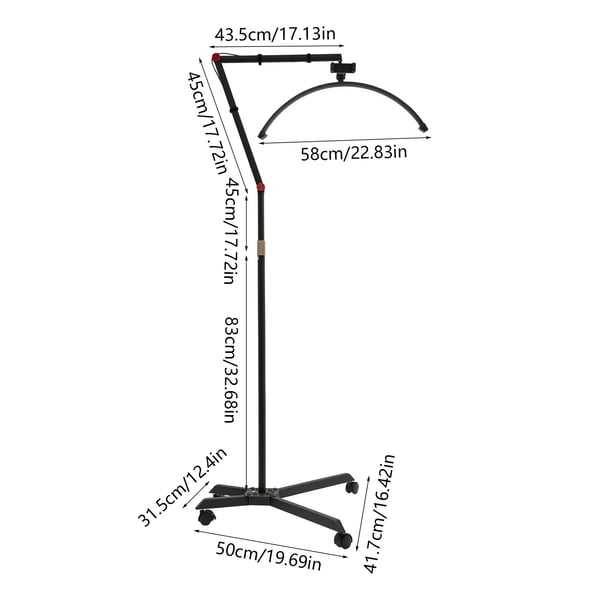 Gulvlampe, Justerbar Lysstyrke, 360° Rotérbar,sort