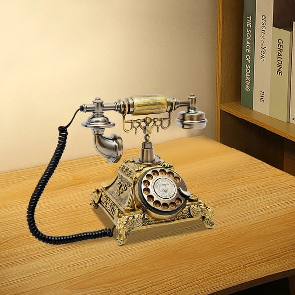 Roterende Telefon, Vintage Stil, Støjdæmpende Funktion,Bronze