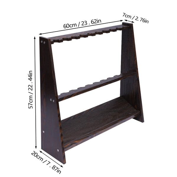 Cue Holder, Billard Pool Stick Stativ, 10-Hullers Design, Holdbar Konstruktion, Brun