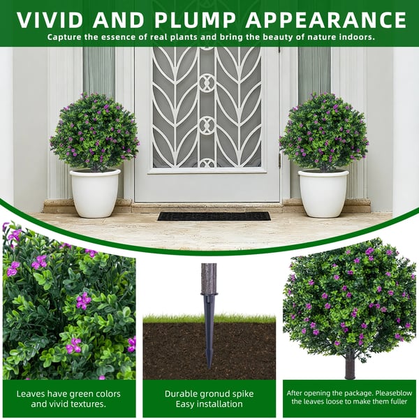 Kunstnerisk Topiary Kugletræ, UV-Bestandig, Indendørs/Udendørs Brug,2pcs