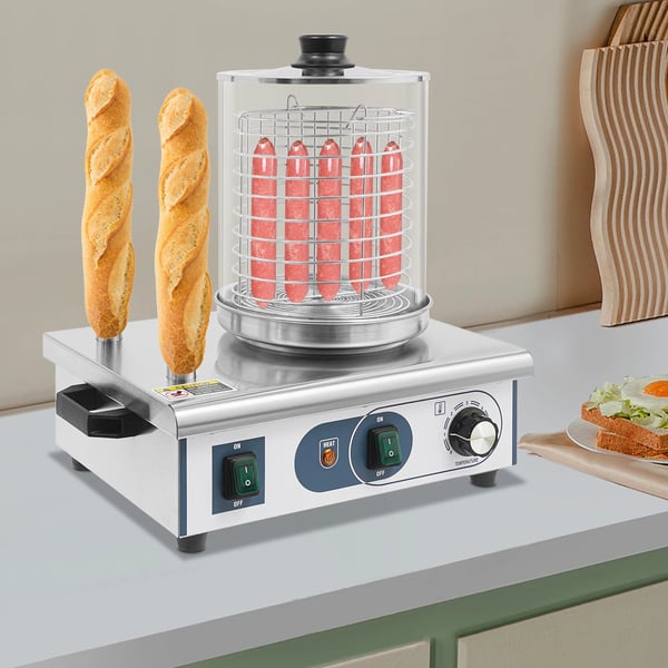 Hot Dog -lämmittäjä, 550W teho, suuri kapasiteetti,Hopea