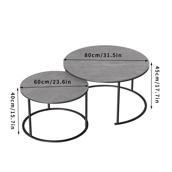 Rund Kaffebord Sæt, Stort Bord 31,5 x 17,7 tommer, Lille Bord 23,6 x 15,7 tommer, Vægtkapacitet 110 lbs, Vægtkapacitet 55 lbs, Moderne Stil