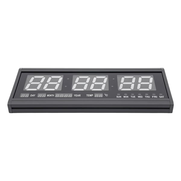 Väggklocka, Högkvalitativ aluminiumlegering, Överdimensionerad LED-display, Visar tid och temperatur, Stöder väggmontering, Tyst drift