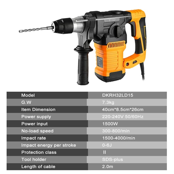 Rotary Hammer, 2000W Effekt, Alsidig til Hjemme-DIY,DKRH32LD15