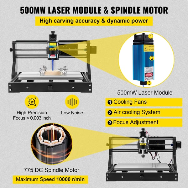 CNC Router, 3 Akse Kontrol, Højhastighedsmotorer, Præcisionsgravering